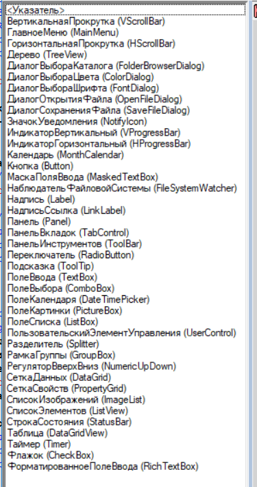 Панель компонентов